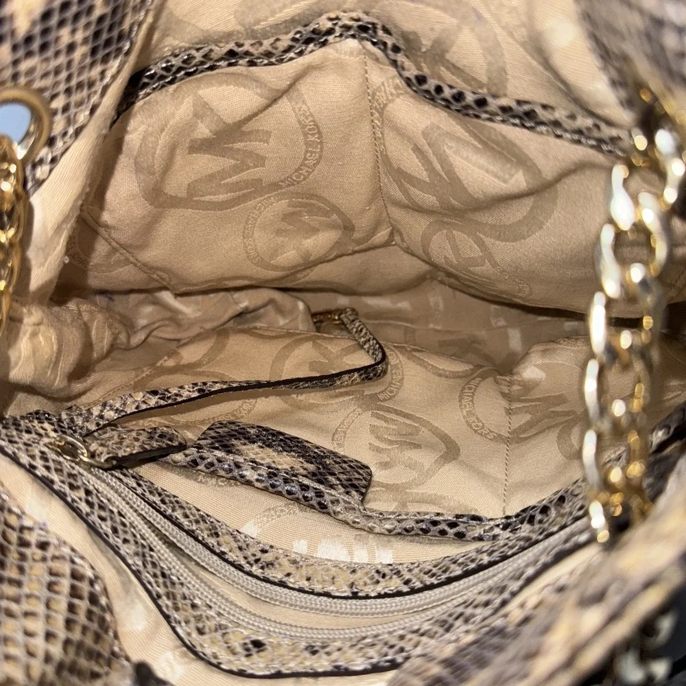 MICHAEL‎ KORS Chain Python Leather JET SET Tote Hobo Convertible Shoulder Bag
